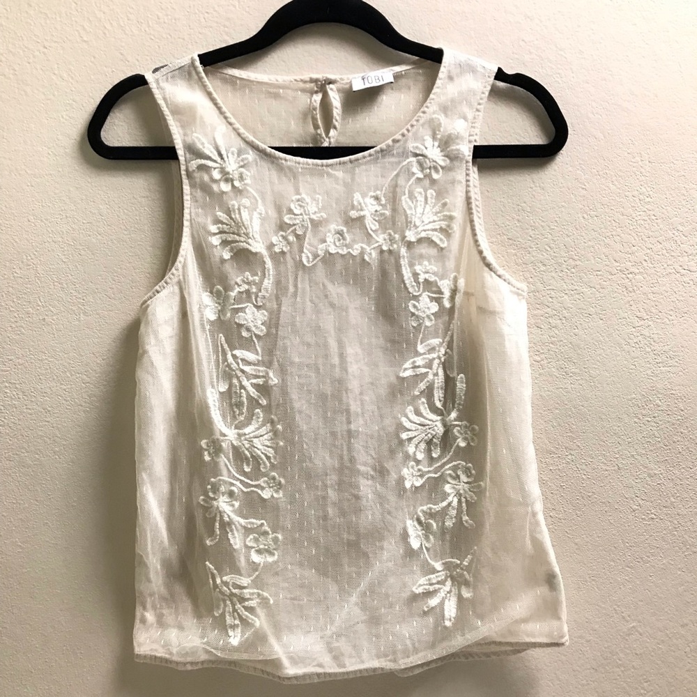 Tobi Embroidered Lace Tank Top Women’s Size M
